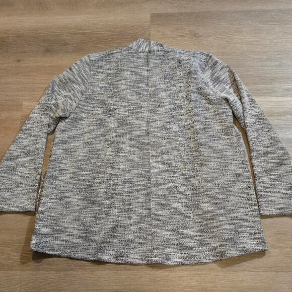 Eileen Fisher Cardigan Womens Large Marled Organic Cotton Kimono Sweater Gray - Picture 6 of 7